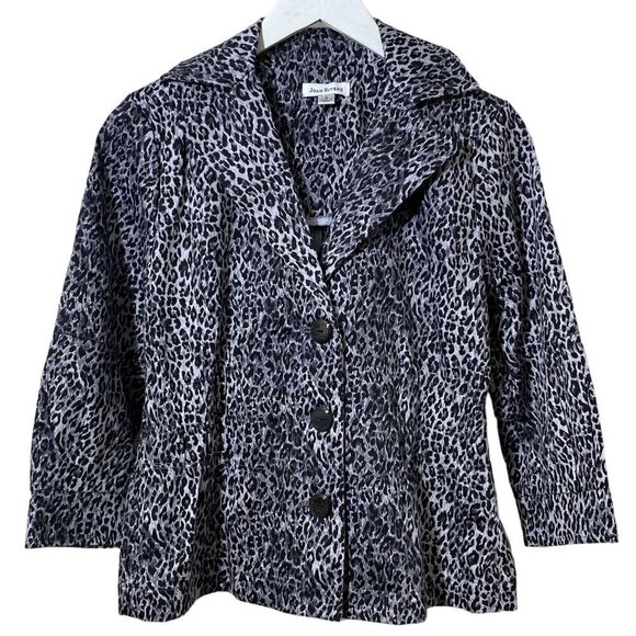 JOAN RIVERS Gray Leopard Jacket Small Cotton Blend Casual Blazer Womens - Picture 1 of 9